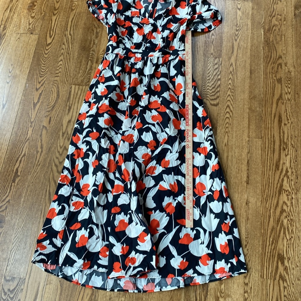 Maxi short sleeve wrap style womens size medium dress flowered picnic party - Picture 8 of 12